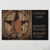 ヴィンテージの木目のカウボーイが西の国にブーツ チラシ (正面)