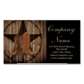 ヴィンテージの木目のカウボーイが西の国にブーツ マグネット名刺 (正面)