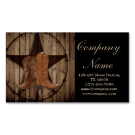 ヴィンテージの木目のカウボーイが西の国にブーツ マグネット名刺