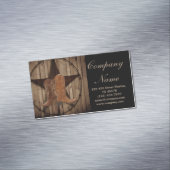 ヴィンテージの木目のカウボーイが西の国にブーツ マグネット名刺 (インサイチュ)