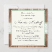 ヴィンテージの木製のぼろぼろのシックなバーの（ユダヤ教の）バル・ミツバーの招待状 招待状 (裏面)