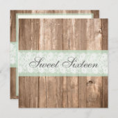ヴィンテージの木製のぼろぼろのシックなSweet sixteenの誕生日 招待状 (正面/裏面)
