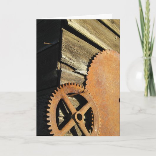 ヴィンテージの木製のギア カード (正面)