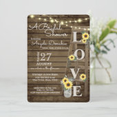 ヴィンテージの木製はしごとひまわりのブライダルシャワー 招待状 (スタンド正面)