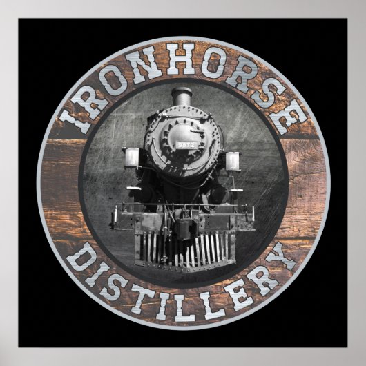 ヴィンテージの木金製鉄馬蒸留所 ポスター (正面)