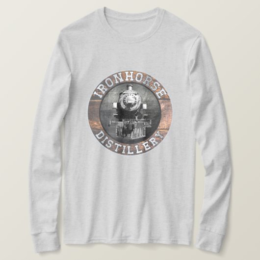 ヴィンテージの木金製鉄馬蒸留所 Tシャツ (デザイン正面)