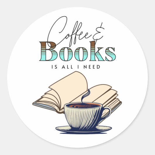 ヴィンテージの本とコーヒーが必要だ ラウンドシール (正面)