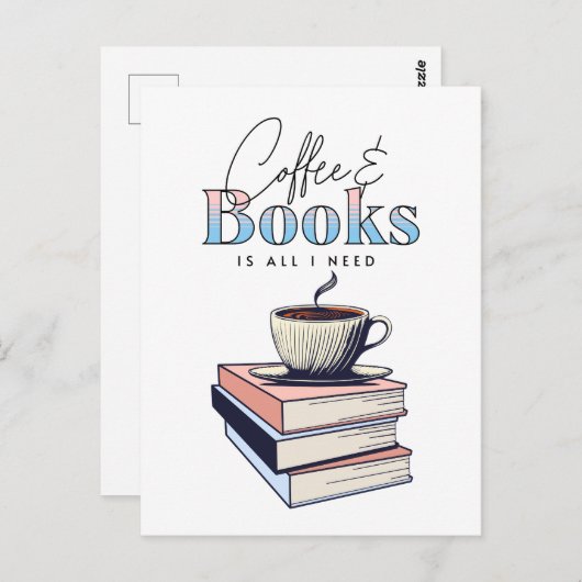 ヴィンテージの本とコーヒーが必要 ポストカード (正面/裏面)