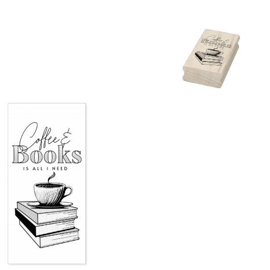 ヴィンテージの本とコーヒーが必要 ラバースタンプ (押印)