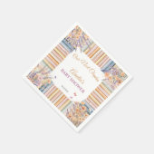 ヴィンテージの本とワイルドフラワーベイビーシャワー スタンダードカクテルナプキン (角)