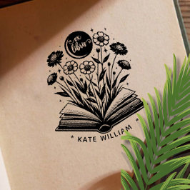 ヴィンテージの本の花のカスタム・エクスリブリス セルフインキングスタンプ