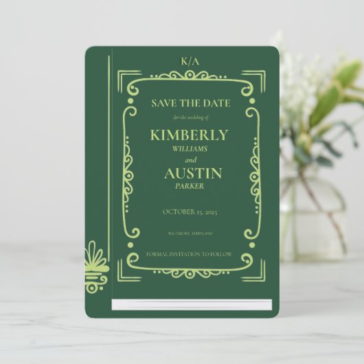 ヴィンテージの本の表紙 | 本のテーマの結婚式の招待状を保存 招待状 (スタンド正面)