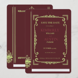 ヴィンテージの本の表紙 | 本のテーマの Save The Date 招待状