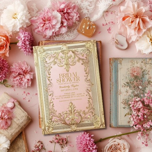 ヴィンテージの本を使った ストーリーブック ブライズシャワー 招待状