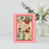 ヴィンテージの本当のバレンタイン、子供、キューピッド、ハート シーズンポストカード (スタンド正面)