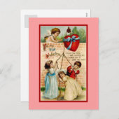 ヴィンテージの本当のバレンタイン、子供、キューピッド、ハート シーズンポストカード (正面/裏面)