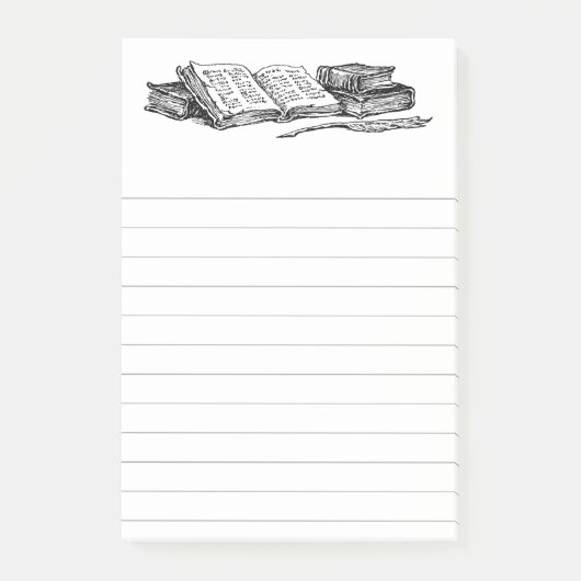 ヴィンテージの本書とクイルの線がべたつく ポストイット (正面)