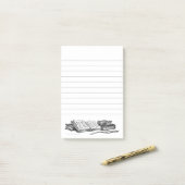 ヴィンテージの本書とクイルの線がべたつく ポストイット (デスク上)