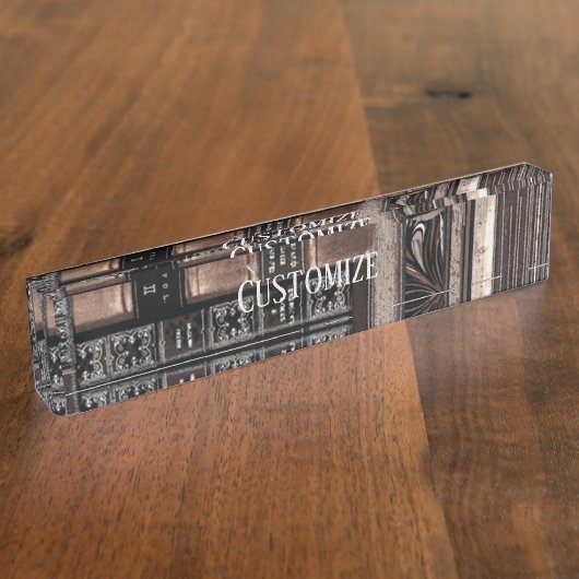 ヴィンテージの本棚 デスクネームプレート (側面)