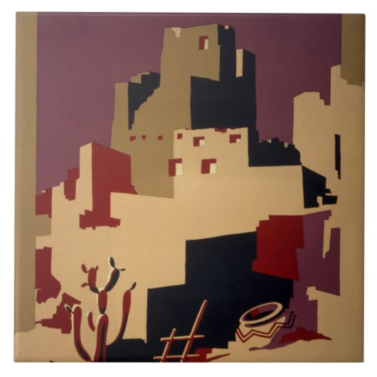 ヴィンテージの村落WPAの国立公園旅行ポスター タイル (正面)