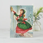 ヴィンテージの来クリスマスガール シーズンカード (スタンド正面)