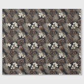 ヴィンテージの松のコーン工芸紙クリスマス ラッピングペーパー (フラット)