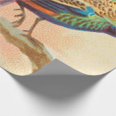 ヴィンテージの枝の上に絵を描孔雀 ラッピングペーパー (角)