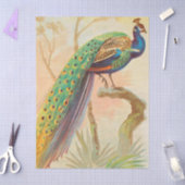 ヴィンテージの枝の上に絵を描孔雀 薄葉紙 (クラフト)