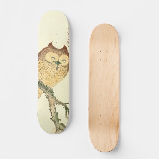 ヴィンテージの枝の日本のなファインアートのプリント|のフクロウ スケートボード (正面)