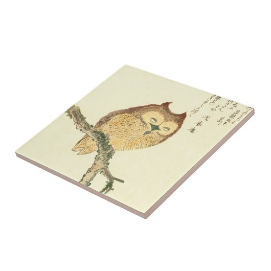 ヴィンテージの枝の日本のなファインアートのプリント|のフクロウ タイル (側面)