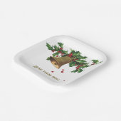 ヴィンテージの枝ホリー、金ゴールドの鐘と果実 ペーパープレート (傾斜あり)