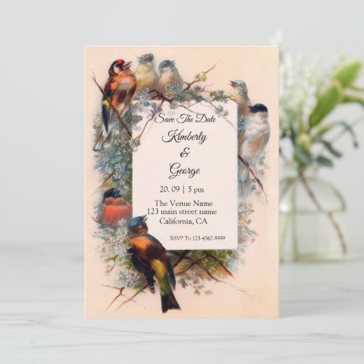 ヴィンテージの枠の結婚式招待状 招待状 (スタンド正面)