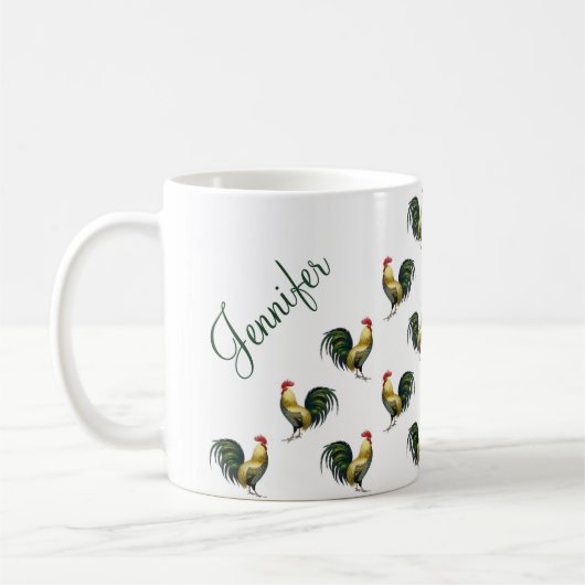 ヴィンテージの柄名前をカスタムする コーヒーマグカップ (左)