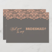 ヴィンテージの桃の灰色のレースは私の花嫁になる 招待状 (正面/裏面)