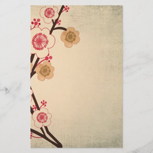 ヴィンテージの桜の木の文房具 便箋 (正面)
