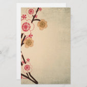 ヴィンテージの桜の木の文房具 便箋 (正面/裏面)