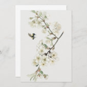 ヴィンテージの桜の花のイラスト 招待状 (正面/裏面)