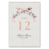ヴィンテージの桜は結婚式のテーブルカードを飲み込みます テーブルナンバー (裏面)
