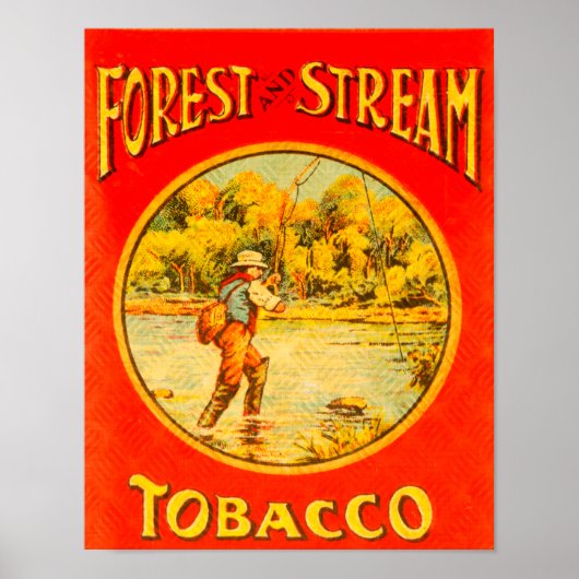 ヴィンテージの森と流れのタバコ広告 ポスター (正面)