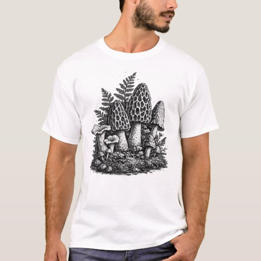 ヴィンテージの森のキノコリノカット Tシャツ (正面)