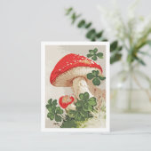 ヴィンテージの森のマッシュルームのラッキークローバー ポストカード (スタンド正面)
