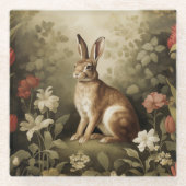 ヴィンテージの森の中のウッドランドフローラ ガラスコースター (正面)