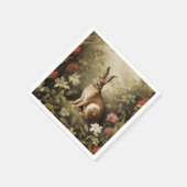 ヴィンテージの森の中のウッドランドフローラ スタンダードカクテルナプキン (角)