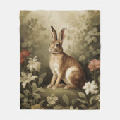 ヴィンテージの森の中のウッドランドフローラ フリースブランケット (正面)