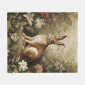 ヴィンテージの森の中のウッドランドフローラ フリースブランケット (正面(横))