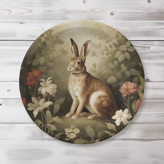 ヴィンテージの森の中のウッドランドフローラ ペーパープレート