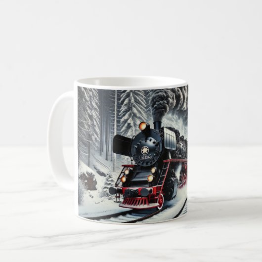 ヴィンテージの森の中の蒸気列車 コーヒーマグカップ (正面左)