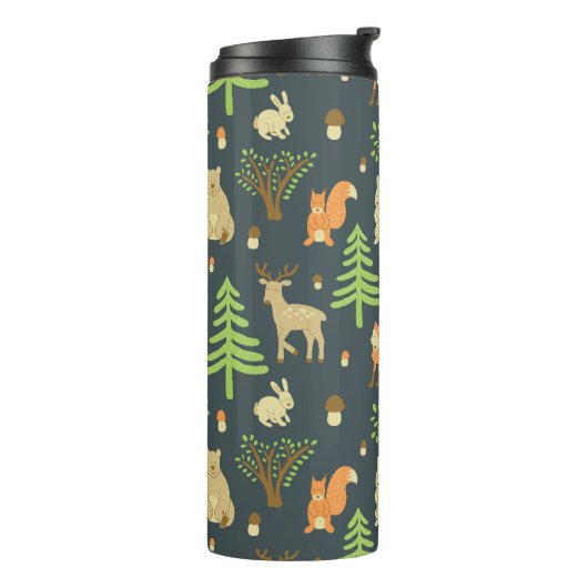 ヴィンテージの森の動物、子供のパターン。 タンブラー (回転左)