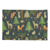 ヴィンテージの森の動物、子供のパターン。 枕カバー (裏面)