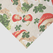 ヴィンテージの森の赤いキノコと緑のラッキークローバー 薄葉紙 (詳細)